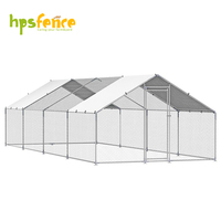 Corral de Metal Galvanizado Resistente para Aves de Corral, 3m X 7.85m X 1.98m, con Techo de PE y Puerta con Cerradura, para Granjas Avícolas y Casas para Mascotas