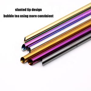 <span class=keywords><strong>12</strong></span> مللي متر بوبا شاي فقاعات تلميح تلميح الملونة الذهب الفولاذ المقاوم للصدأ معدنية قابلة لإعادة الاستخدام الشرب القش - Product Image 4