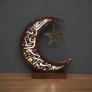 DAMAI Eid Crafts Night <b>Light</b> Ramadan EID Mubarak Lamp Decorations Handmade Wooden Moon <b>Star</b> LED <b>Lights</b> Decor - Product Image 4