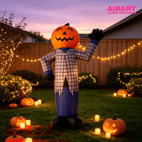 Épouvantail géant gonflable tête de citrouille, modèle de personnage gonflable pour Halloween, accessoire gonflable effrayant pour extérieur et centres commerciaux