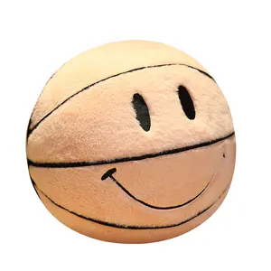 Oreiller en peluche avec visage souriant, sac de couchage, peluche, coussin de basket-ball