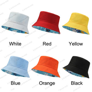 Wholesale 100% Cotton Double-Side-Wear <strong>Print</strong> Beach Fisherman Hats Solid Color <strong>Custom</strong> Embroidery Logo Reversible <strong>Bucket</strong> Hats - Product Image 3