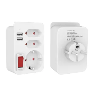 2.4A Dual USBA Connection Charger Outlet EU 7 In One Child Safety German Multiple Socket Adapter EU Extender With Switch