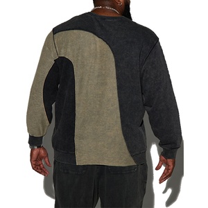 Sweat-shirt pour homme oversize en coton éponge français épais, couleur bicolore, design réversible OEM - Product Image 1