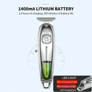 Máquina <span class=keywords><strong>de</strong></span> Afeitar Recargable Kemei KM-1949 <span class=keywords><strong>de</strong></span> 1400mAh para Corte <span class=keywords><strong>de</strong></span> Pelo <span class=keywords><strong>de</strong></span> Barbero, Cortapelos <span class=keywords><strong>de</strong></span> 5W para Hombres con Diseño Retro y <span class=keywords><strong>Recortadora</strong></span> <span class=keywords><strong>de</strong></span> <span class=keywords><strong>Barba</strong></span> <span class=keywords><strong>de</strong></span> Calidad - Product Image 5