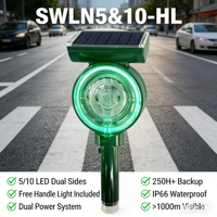 Kit de feux de signalisation solaires, avec lumière de poignée pour cône de signalisation, 10 LED double face, double alimentation (solaire + batterie), visibilité >1000m