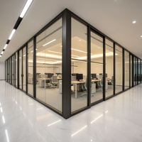 Cloison modulaire plate en aluminium de 84 mm axée sur la rentabilité (ROI) |   Verre simple à ossature acier durable pour centres commerciaux et écoles