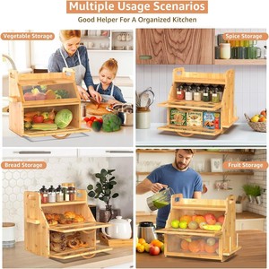 Boîte de rangement pour pain en bambou Baifangyuan Crafts, double couche, 14,9 pouces, pour comptoir de cuisine et table à manger - Product Image 5