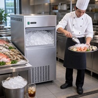 Machine à glaçons commerciale automatique en acier inoxydable pour glaçons carrés, idéale pour les restaurants de fruits de mer, les bars et les boissons