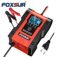 Chargeur de batterie FOXSUR 12V 24V pour voiture, bateau, moto, chargeur de batterie au plomb à réparation par impulsions 12V 6A avec écran LCD
