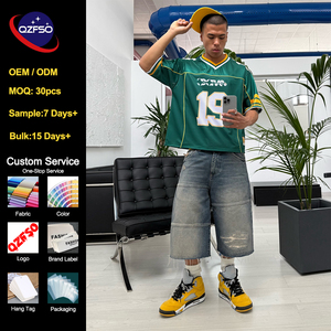 QZFSO Clothing Brand Oem Custom Blokecore Oversized Jersey Retro Y2K Streetwear Boxy Fit V-Neck Heavyweight Mesh Football Shirt - Product Image 1