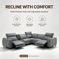 Ensemble de canapés modulaires de style italien de luxe avec fonction de relaxation électrique, console multimédia intégrée et appuie-têtes réglables