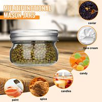 Grosir botol penyimpanan makanan 4 oz 120 ml bulat Salad kaleng acar bumbu kaca Mason Jar wadah dengan tutup logam perak