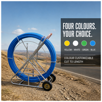 Tige de guidage en fibre de verre 9 mm 100 m avec roue à cage ouverte pour tirage de câbles en coin, pour conduits de câbles électriques, pour tirage continu de câbles