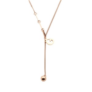 Rose Gold Letter Pendant Necklace Women's Clavicle Chain Everyday Wear Titanium Steel Alphabet Design - Product Image 5