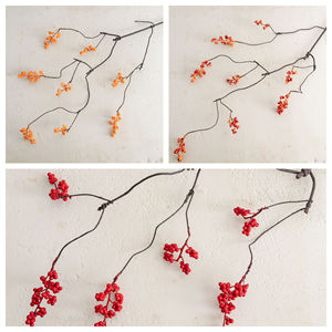 CallaFloral Branche Artificielle de Feuilles d'Automne et de Fruits Jaune Orange Rouge en Mousse pour Décoration Intérieure Maison Mariage Style INS - Product Image 3