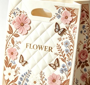 Floral Butterfly Gift Paper <b>Bags</b> Mini Portable Size Embossed Texture Square Bottom Ivory Board Recyclable Classic Style - Product Image 4
