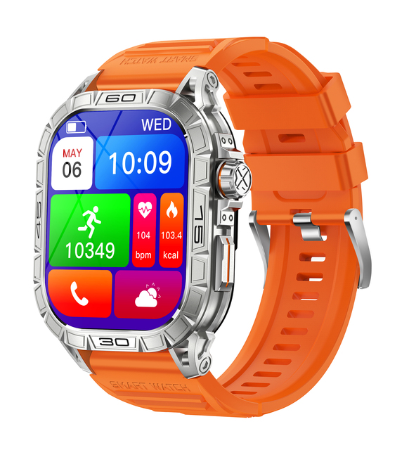 2024 1.96" Screen AMOLED Smartwatch Heart Rate BT Call 380mAh Battery IP68 Waterproof Sports Fitness K63 Smart Watch for Men