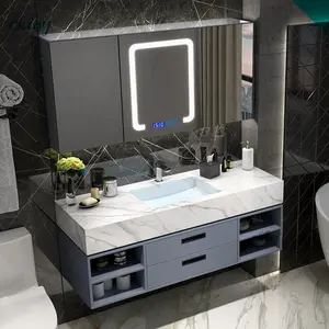 E LED镜子薄枫木L造型浮动柜台室意大利一间浴室梳妆台带门