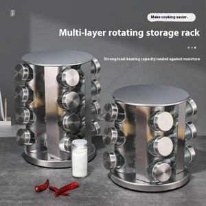 Organisateur rotatif en gros, 16 à 20 bocaux en verre vides, ensemble d'épices rotatif, support rond pour comptoir de cuisine, armoire - Product Image 3