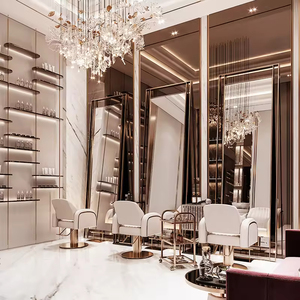 Muebles de Salón de Belleza y Peluquería de Lujo Personalizados, Diseño Moderno de Barbería con Luz LED - Product Image 1