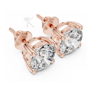 Boucles d'oreilles classiques en diamants de laboratoire taille ronde avec fermoirs à vis sécurisés, bijoux intemporels et élégants, parfaits pour tous les jours - Product Image 4