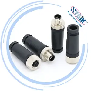 2 3 4 5 pins M12 male straight plastic assembly plug connector A B D X Code PG7 PG9 180 Degree IP67 IP68 Waterproof Connector