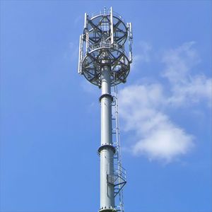 เสาส่งสัญญาณโทรคมนาคมแบบโมโนโพลเหล็กทรงกระบอก 4G สำหรับเขตเมือง/ชนบท พร้อมข้อต่อหน้าแปลนแบบขยาย  บันไดขึ้นลง  ชุบกัลวาไนซ์แบบจุ่มร้อน สูง 35 เมตร - Product Image 3