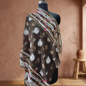 MAYURI CREATIONS Luxury Floral Printed <b>Wool</b> Scarf with Embroidery Elegant Long Traditional Women's Autumn Wear - Product Image 3