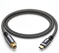 Câble audio optique USB-C Toslink plaqué or avec blindage tressé de 2 m pour haut-parleur de voiture, ordinateur, lecteur DVD, HDTV
