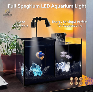 Lámpara <span class=keywords><strong>LED</strong></span> de espectro completo de doble cabezal para <span class=keywords><strong>acuario</strong></span>, impermeable, con clip, para peceras de arroyo y peces cabeza de serpiente, venta al por mayor - Product Image 1