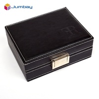Cartes de jeu Double niveau, cartes imprimées avec emballage en cuir noir, exquis avec serrure pour Cassette, 20 pièces