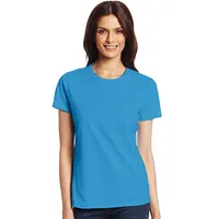 도매 사용자 정의 인쇄 반팔 단색 여성 100% 순수 코튼 티셔츠 빈 라운드 넥 T 셔츠