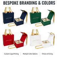 Luxuriöse Kleine Blaue Karton-Magnetbox mit Satinfutter und Individuellem Logo für Schmuck & Uhren Geschenkbox mit Bandhenkeln