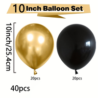 Ballons en latex métalliques noirs et dorés de 10 pouces, lot de 40, qualité hélium, pour décorations de fête d'anniversaire, de remise de diplôme et du Nouvel An