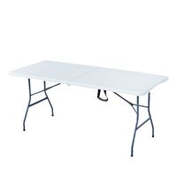Mesa Plegable Portátil de 6 pies (180 cm), Blanca, Rectangular, de Plástico, Muebles de Exterior, Plegable, para Banquetes, Comedor, Camping