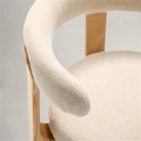 Chaises d'appoint confortables de style moderne, chaise de salle à manger en chenille beige avec pieds en bois pour salle à manger