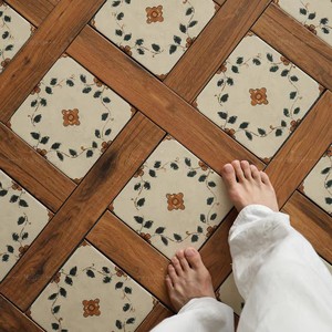 Piastrelle Floreali in Stile <span class=keywords><strong>Antico</strong></span>, Piastrelle Effetto Legno Retrò per Cucine, Balconi, Sale da Tè, Caffetterie, B&B, Ingressi - Product Image 3