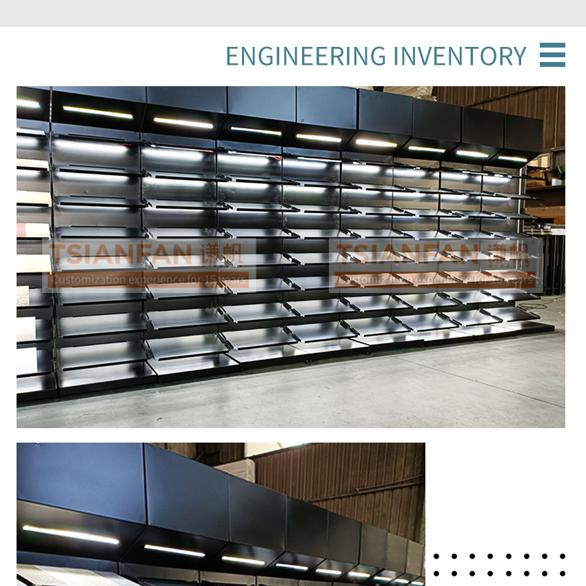 Factory Custom Logo Showroom Floor Quartz Display Stand Metal Sample Tower Shelf Marble Mosaic Tile Standing Stone Display Rack