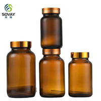 Bouteille en verre ambré à large ouverture, personnalisable, avec couvercle, contenances optionnelles 60ml, 75ml, 120ml, 200ml, 300ml