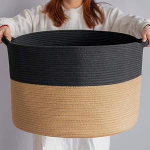 KUYUE Paniers de rangement <span class=keywords><strong>en</strong></span> corde de coton, grand <span class=keywords><strong>panier</strong></span> tressé pour le linge ou les jouets de bébé, <span class=keywords><strong>panier</strong></span> à couvertures, <span class=keywords><strong>panier</strong></span> pour <span class=keywords><strong>chien</strong></span> - Product Image 2