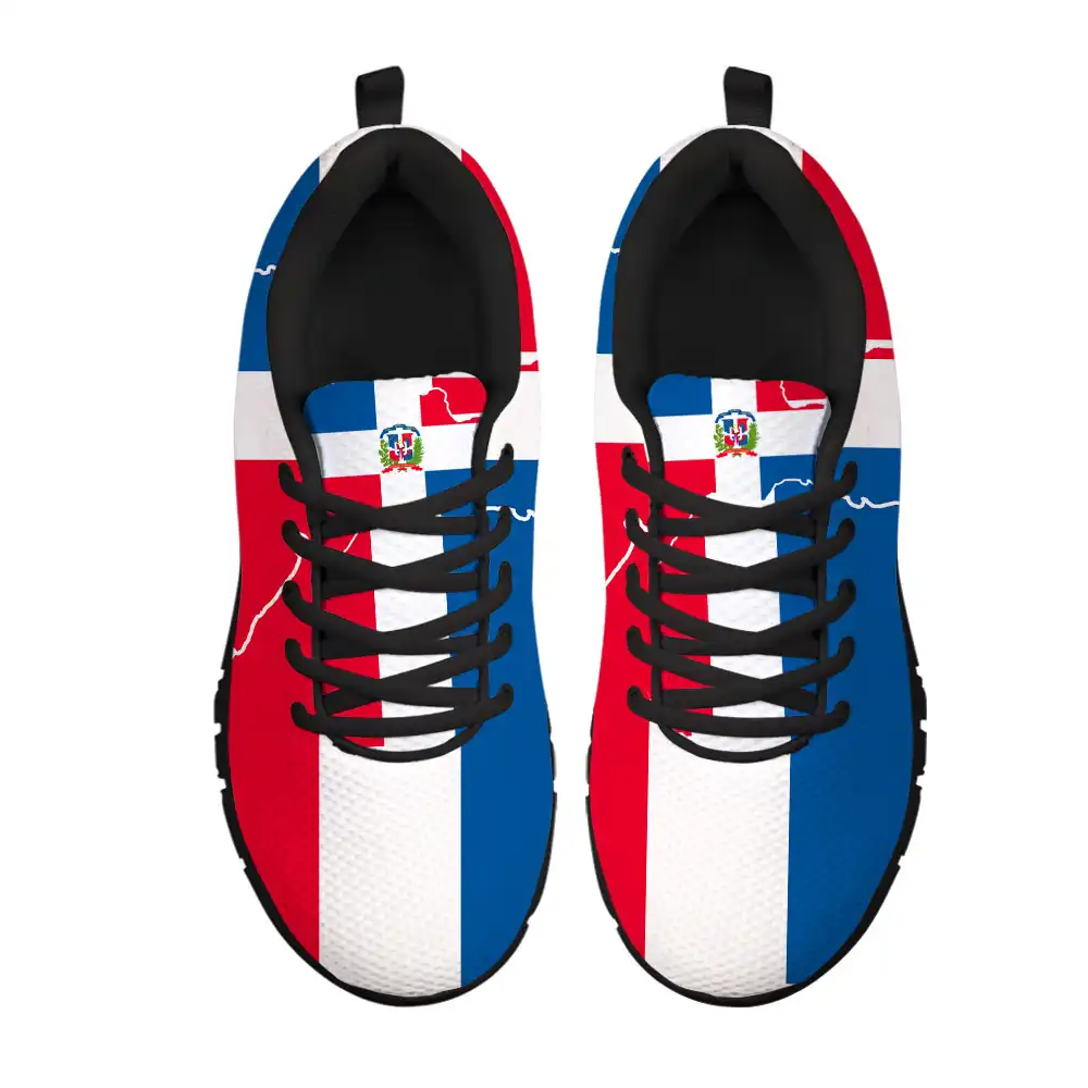 Yüksek kaliteli dominik cumhuriyeti bayrakları desen rahat erkek moda ayakkabı 2021 yeni stil dantel Up örgü ayakkabı erkek spor ayakkabı