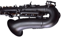 Saxofón HUAYUN de Latón Fiable, Estilo Selmer 54 Teclas, Acabado Negro Mate con Botones de Perla Negra, Original de Fábrica, Ideal para Exteriores
