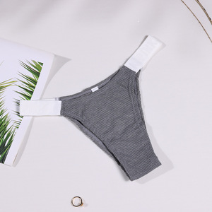 Nouvelles culottes courtes sexy en coton uni avec bande élastique à lettres pour femmes - Product Image 1