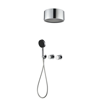 Système de douche encastré mural à haute pression en laiton massif brossé or, design simple, 2 modes de fonctionnement