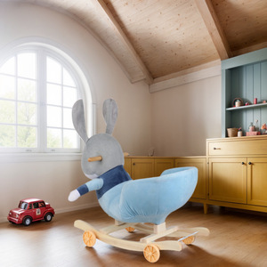 Детские плюшевые игрушки лошадь деревянное колесо детская лошадка-качалка детская игрушка кресло-качалка - Product Image 4