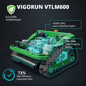 หุ่นยนต์ตัดหญ้า Vigorun VTLM600 ใช้แก๊ส มาตรฐานยูโร <span class=keywords><strong>5</strong></span>/EPA ระดับการทำงาน 45 องศา °   หุ่นยนต์ตัดหญ้าสำหรับพื้นที่ขรุขระ - Product Image 1