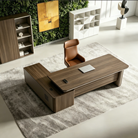 Ensemble bureau et chaise de direction, bureau rectangulaire, table d'appoint, classeur, style moderne et épuré, pour PDG et managers, bureau léger