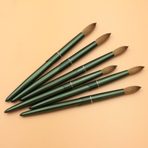 Yalixin Custom Logo Green Metal Handle 100% Sable Kolinsky <b>Round</b> Head Green Ferrule Acrylic Nail <b>Brush</b> for Acrylic Powder - Product Image 5