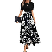 Robe élégante et tendance à imprimé floral, taille haute, pour femmes européennes et américaines, style transfrontalier